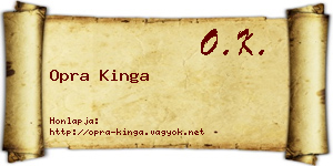 Opra Kinga névjegykártya